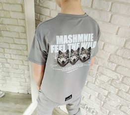 MashMnie Feel The Wild Drop 2 T-Shirt Wolves szary