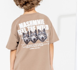MashMnie Feel The Wild Drop 2 T-Shirt Wolves beżowy
