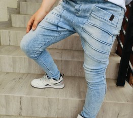 All For Kids Spodnie jeansowe pocket przeszycia niebieskie