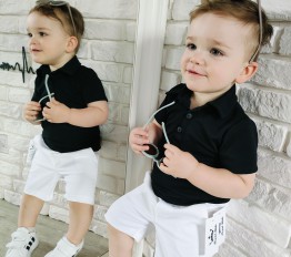 Koszulka polo z dzianiny LACOSTE czarna Royal Kids