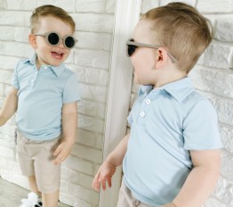 Koszulka polo z dzianiny LACOSTE błękitna Royal Kids
