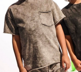 T-Shirt Despacito dekatyzowany oversize z kieszenią szary
