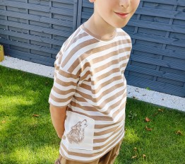 MashMnie Feel The Wild Drop 3 T-Shirt paski z kieszenią beżowy