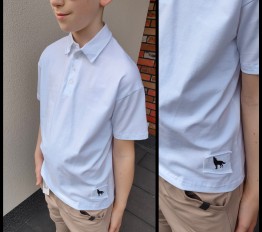 MashMnie With Wolves Polówka Wolf Biała