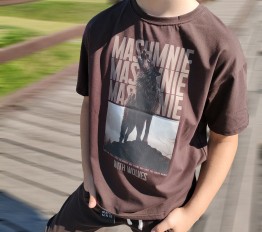 MashMnie With Wolves T-Shirt Brązowy