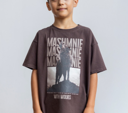 MashMnie With Wolves T-Shirt Brązowy