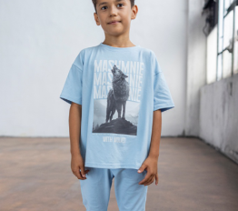 MashMnie With Wolves T-Shirt Niebieski