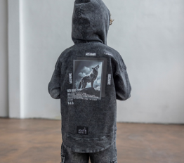 MashMnie With Wolves Bluza jeansowa grafitowa