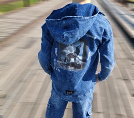 MashMnie With Wolves Bluza jeansowa niebieska