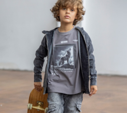 MashMnie With Wolves T-Shirt Wolf Szary