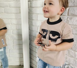 T-Shirt LOOSE BLUZZ Beżowo Brązowy