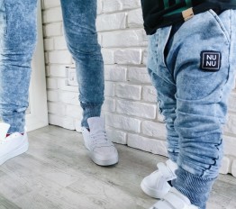 Spodnie bojówki dekatyzowane jeans blue NUNU