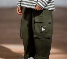 MashMnie With Wolves Drop 2 Spodnie bojówki tkanina khaki