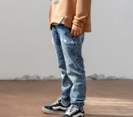 MashMnie With Wolves Drop 2 Spodnie jeansowe dzianina niebieskie