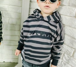 Bluza LOOSE BLUZZ z kapturem Paski Grafitowe