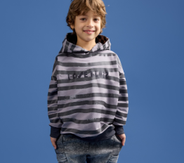 Bluza LOOSE BLUZZ z kapturem Paski Grafitowe