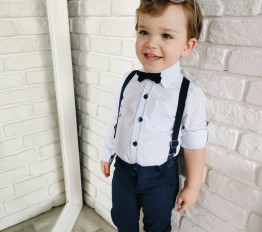 Komplet elegancki z muszką granat 