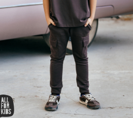 All For Kids Spodnie dresowe bojówki brązowe