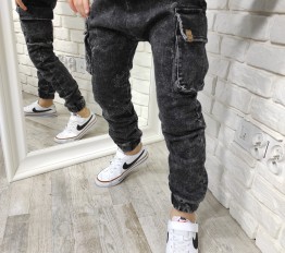 Bojówki jeans ice dye black Mimi