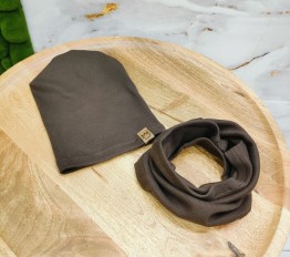 Czapka + komin prążek kakao MIMI