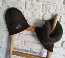 Komplet zimowy Mashmnie czapka + komin brąz