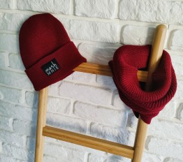 Komplet zimowy Mashmnie czapka + komin bordo