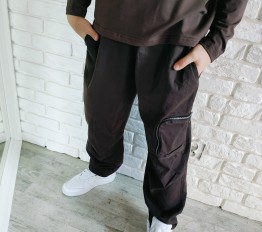 MashMnie With Wolves Drop 3 spodnie tkanina brązowe