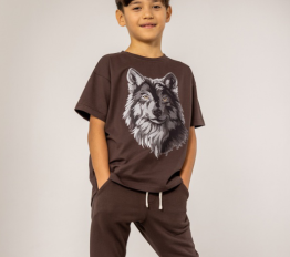 MashMnie With Wolves Drop 3 T-Shirt brązowy