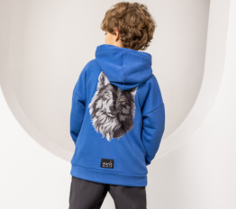 MashMnie With Wolves Drop 3 bluza z kapturem chabrowa