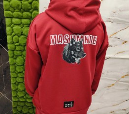 MashMnie With Wolves Drop 3 bluza z kapturem bordowa