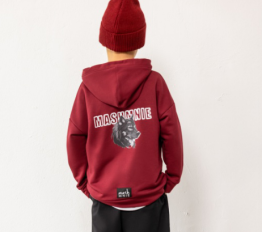 MashMnie With Wolves Drop 3 bluza z kapturem bordowa