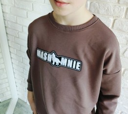 MashMnie With Wolves Drop 3 bluza z naszywką taupe