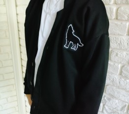 MashMnie With Wolves Drop 3 Kardigan z naszywką czarny