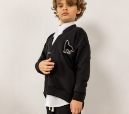 MashMnie With Wolves Drop 3 Kardigan z naszywką czarny