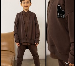 MashMnie With Wolves Drop 3 Kardigan z naszywką brązowy