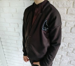 MashMnie With Wolves Drop 3 Kardigan z naszywką brązowy