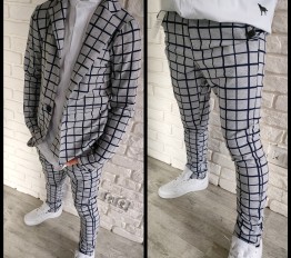 All For Kids Garnitur Marynarka+ Spodnie Szaro-granatowa krata