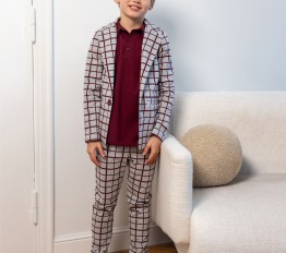 All For Kids Garnitur Chłopięcy 3w1 – Kompletny Zestaw Szaro-bordowa krata