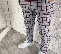All For Kids spodnie eleganckie Szaro-bordowa krata
