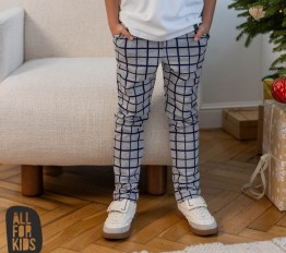 All For Kids spodnie eleganckie Szaro-granatowa krata