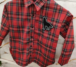 MashMnie With Wolves Drop 3 koszula 2 z naszywką w kratę czerwoną