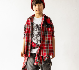 MashMnie With Wolves Drop 3 koszula 2 z naszywką w kratę czerwoną