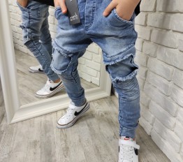 MashMnie SPODNIE jeansowe acid niebieskie