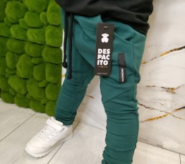 Spodnie bawełniane Despacito ze wstawkami butelkowa zieleń