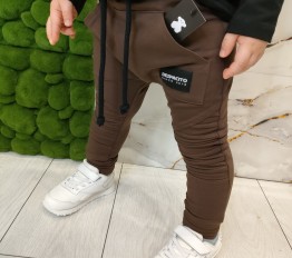 Spodnie Despacito bawełniane z przeszyciami czekolada