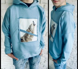 MashMnie Shadow Wolf Drop 1 bluza z kapturem błękitna