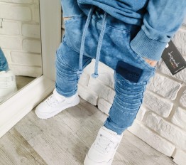 Spodnie Despacito dekatyzowane przeszycia Classic niebieskie