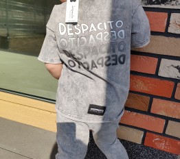 T-Shirt Despacito dekatyzowany napisy na plecach szary