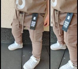 Spodnie Despacito dekatyzowane bojówki z gumka w nogawce - efekt vintage beż