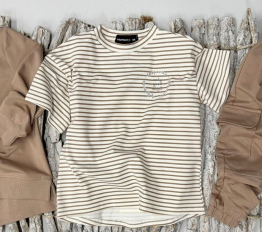 T-shirt 'stripes' z logo 'despacito' beż